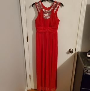 Windsor red floor length gown with embellishments